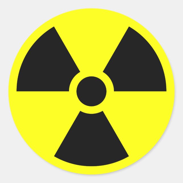 Sticker Rond Symbole de Radiation Trefoil (Devant)