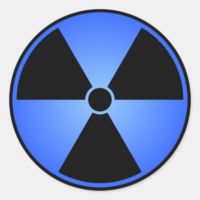 Sticker Rond Symbole de rayonnement noir et bleu (Devant)