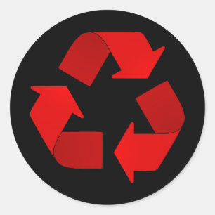 Sticker Rond Symbole de recyclage rouge