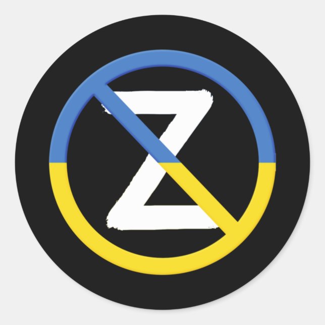 Sticker Rond SYMBOLE DE RÉSISTANCE D'Ukraine : J'Oeuvre Avec L' (Devant)