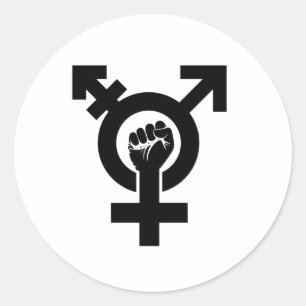 Sticker Rond Symbole de résistance transgenre - - -
