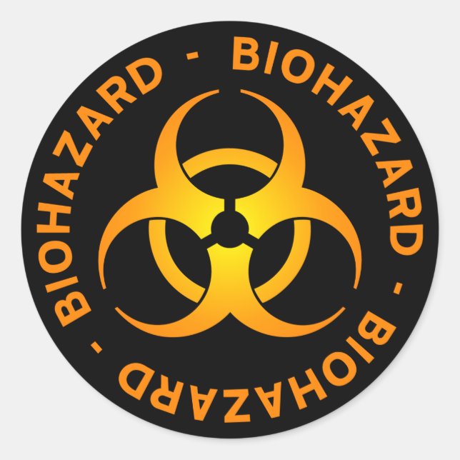 Sticker Rond Symbole de risque biologique orange (Devant)