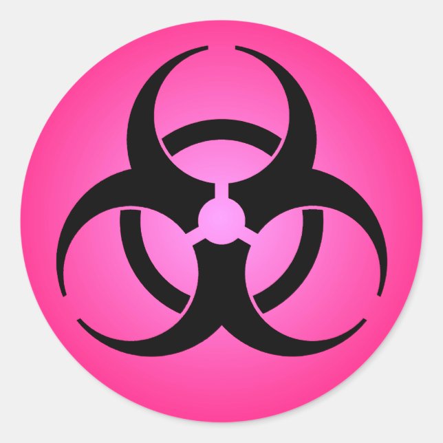 Sticker Rond Symbole de risque biologique rose (Devant)