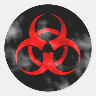 Sticker Rond Symbole de risque biologique rouge du tabac