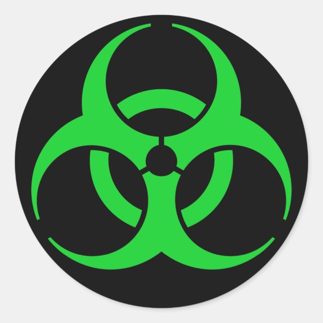 Sticker Rond Symbole de risque biologique vert (Devant)