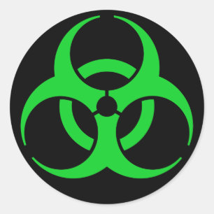Sticker Rond Symbole de risque biologique vert