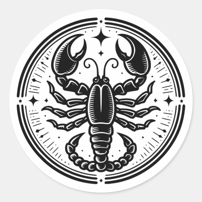 Sticker Rond Symbole de scorpion du signe Horoscope (Devant)