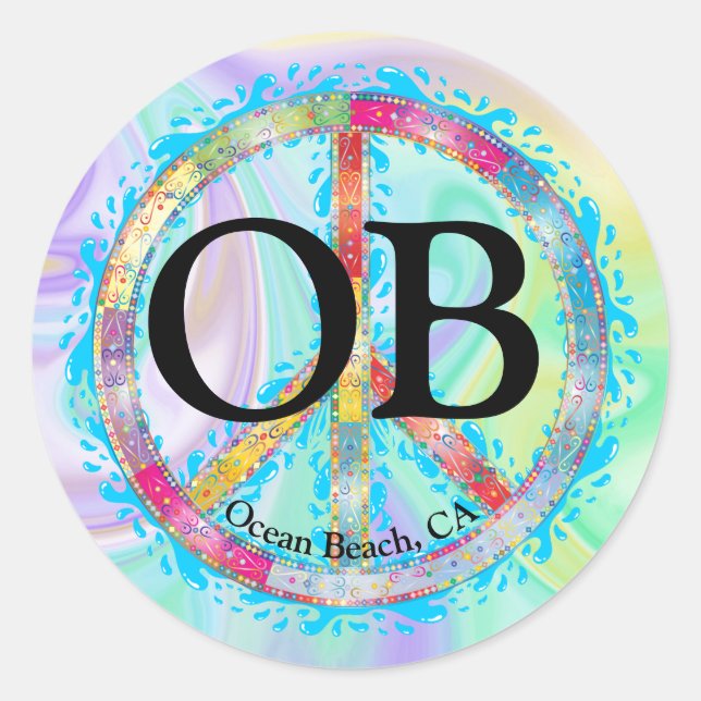 Sticker Rond SYMBOLE DE SÉCURITÉ OB Ocean Beach California (Devant)