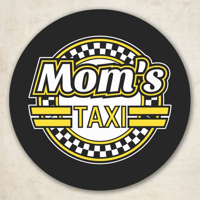 Sticker Rond Symbole de taxi de maman (Créateur téléchargé)