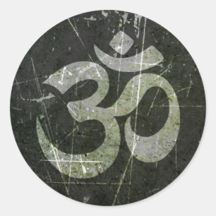 Sticker Rond Symbole de Yoga Om griffé et porté