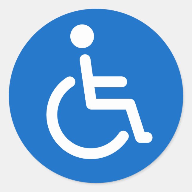 Sticker Rond Symbole désactivé ou symbole handicapé bleu et bla (Devant)