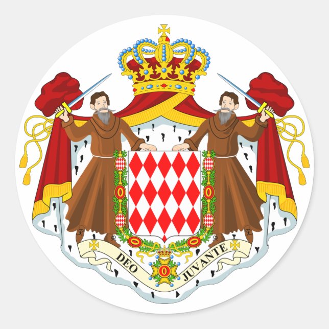 Sticker Rond Symbole d'Heraldry de Monaco (Devant)