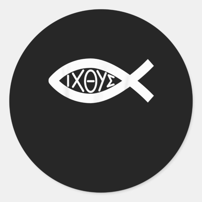 Sticker Rond Symbole d'Icthys pour la foi chrétienne (Devant)