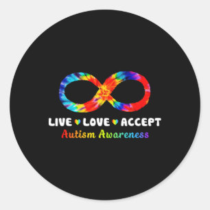 Sticker Rond Symbole d'infini Tie Dye Vivre Amour Accepter l'au