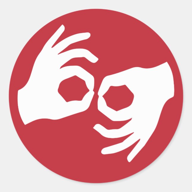 Sticker Rond Symbole d'interprétation de la langue des signes (Devant)