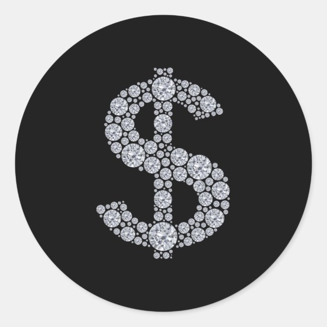 Sticker Rond SYMBOLE Dollar Diamant Bling (Devant)