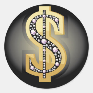 Sticker Rond Symbole dollar en diamants