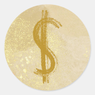 Sticker Rond SYMBOLE Dollar Infusé De L'Argent Reiki