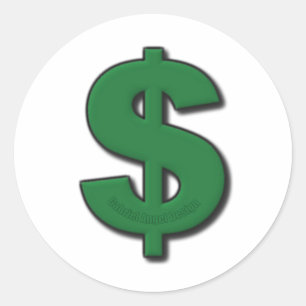 Sticker Rond Symbole Dollar Vert