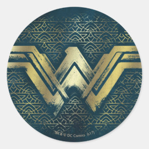 Sticker Rond Symbole d'or brossé Wonder Woman
