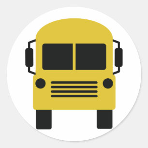 Sticker Rond symbole du bus scolaire jaune