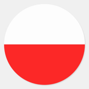 Sticker Rond Symbole du drapeau de la Pologne rouge blanc