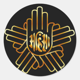 Sticker Rond Symbole du jaïnisme en or
