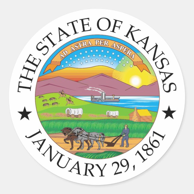 Sticker Rond Symbole du Kansas (Devant)