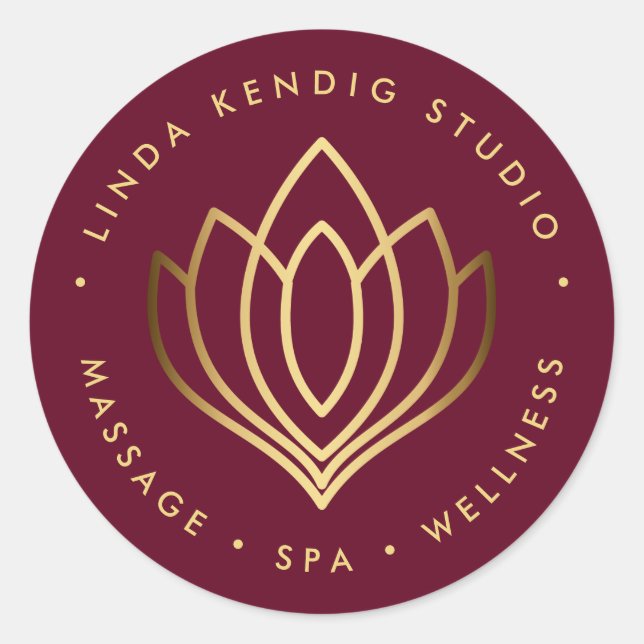 Sticker Rond Symbole du lotus yoga en or | Ruby wellness massag (Devant)