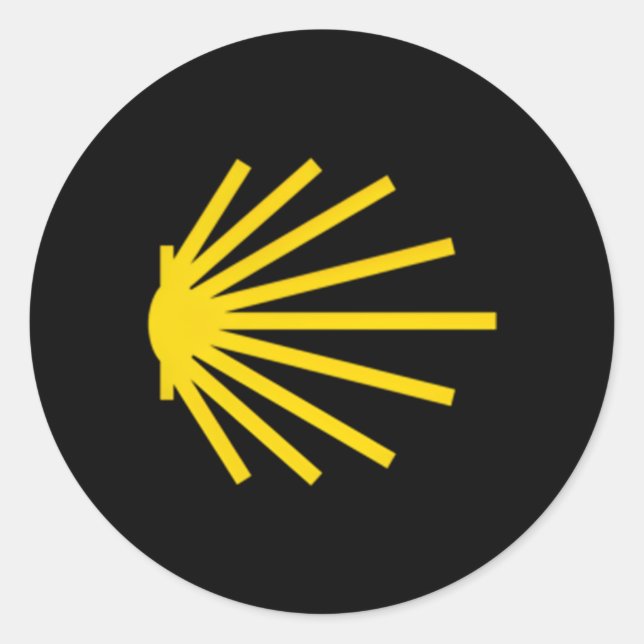 Sticker Rond Symbole du sentier Camino De Santiago Scallop Shel (Devant)