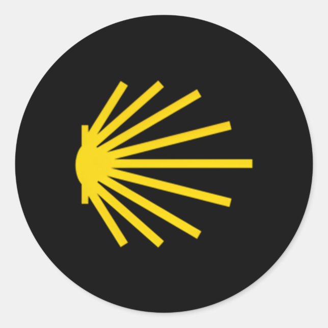 Sticker Rond Symbole du sentier Camino De Santiago Scallop Shel (Devant)