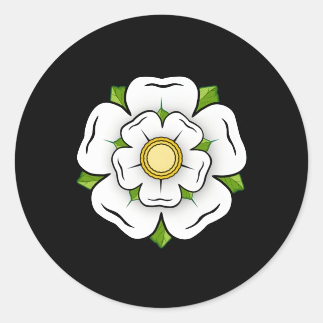 Sticker Rond Symbole du Yorkshire britannique - Rose blanche O (Devant)