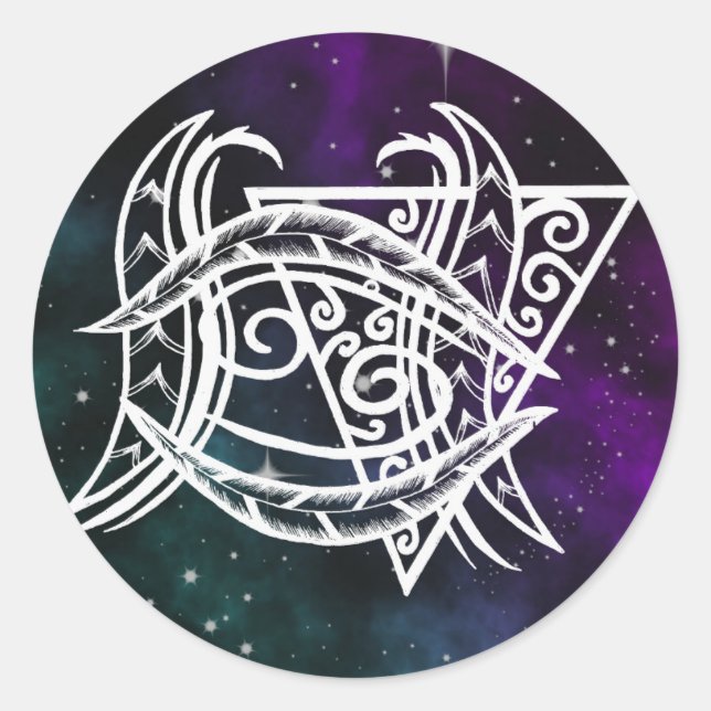 Sticker Rond Symbole du zodiaque du cancer de la galaxie (Devant)