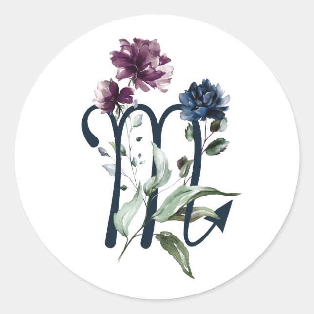 Sticker Rond SYMBOLE Élégant Floral Scorpio (Devant)