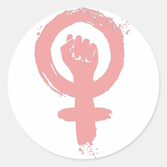 Sticker Rond SYMBOLE FÉMININ PREMIER POINTE Justice sociale (Devant)