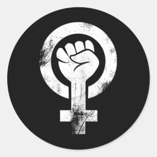 Sticker Rond Symbole féministe de la main féminine résiste au f