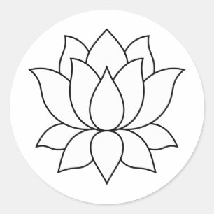 Sticker Rond Symbole Fleur de Lotus en fleurs blanches