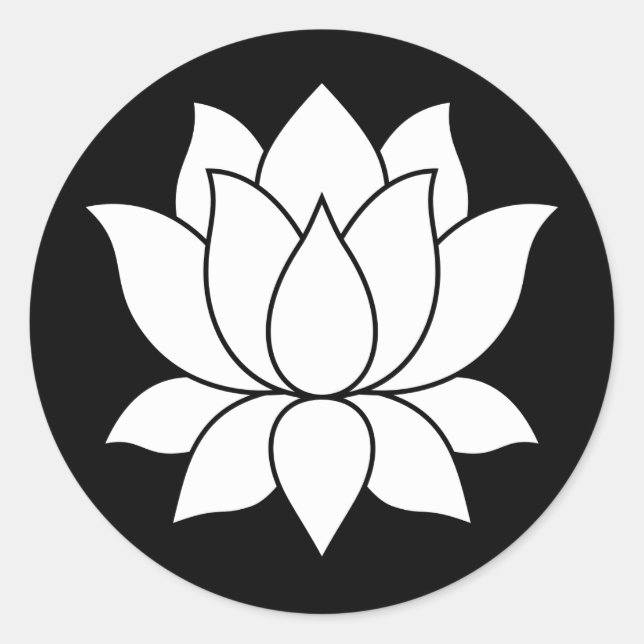Sticker Rond Symbole Fleur de Lotus en fleurs blanches (Devant)