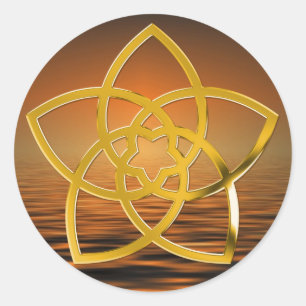 Sticker Rond Symbole Fleur Vénus / OR   coucher de soleil