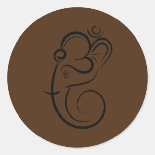 Sticker Rond Symbole Ganesha Méditation Spirituelle Inde