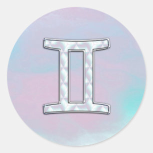 Sticker Rond Symbole Gemini de style perle