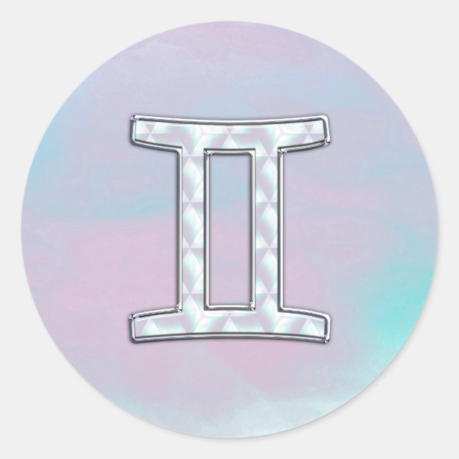 Sticker Rond Symbole Gemini de style perle (Devant)