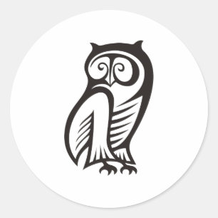 Sticker Rond Symbole hibou noir
