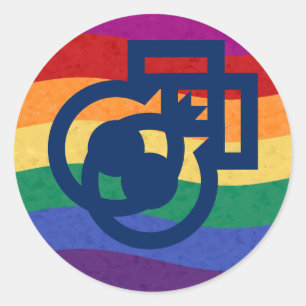Sticker Rond SYMBOLE HOMME Gay pride Sexe Arc-en-ciel