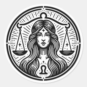 Sticker Rond Symbole Horoscope de la balance