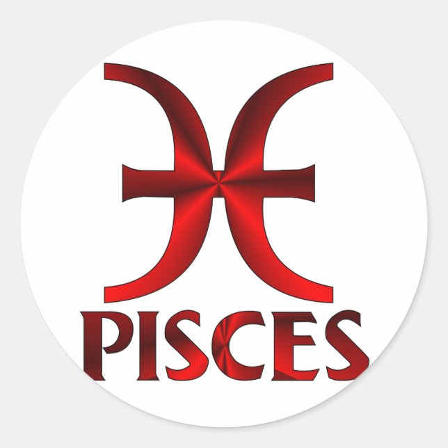 Sticker Rond Symbole Horoscope des Poissons Rouges (Devant)