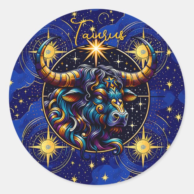 Sticker Rond SYMBOLE Horoscope Taurus Zodiaque Astrologie (Devant)