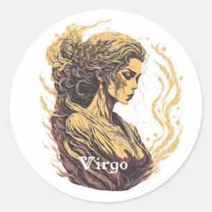 Sticker Rond Symbole Horoscope Virgo