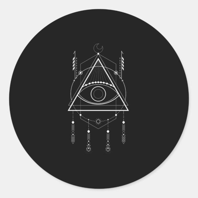 Sticker Rond Symbole Illuminati Masonic Conspiration Dream Catc (Devant)