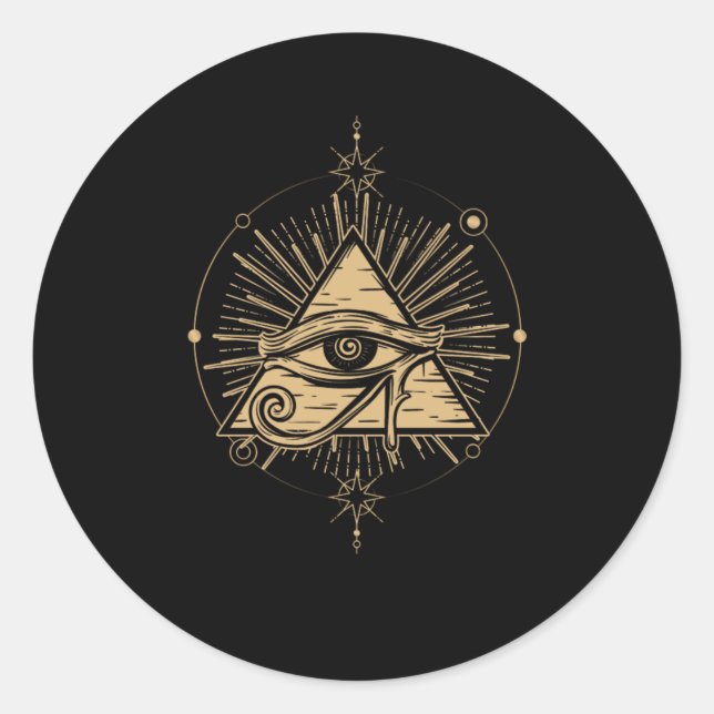 Sticker Rond Symbole illuminati Masonic Triangle Plan de Conspi (Devant)